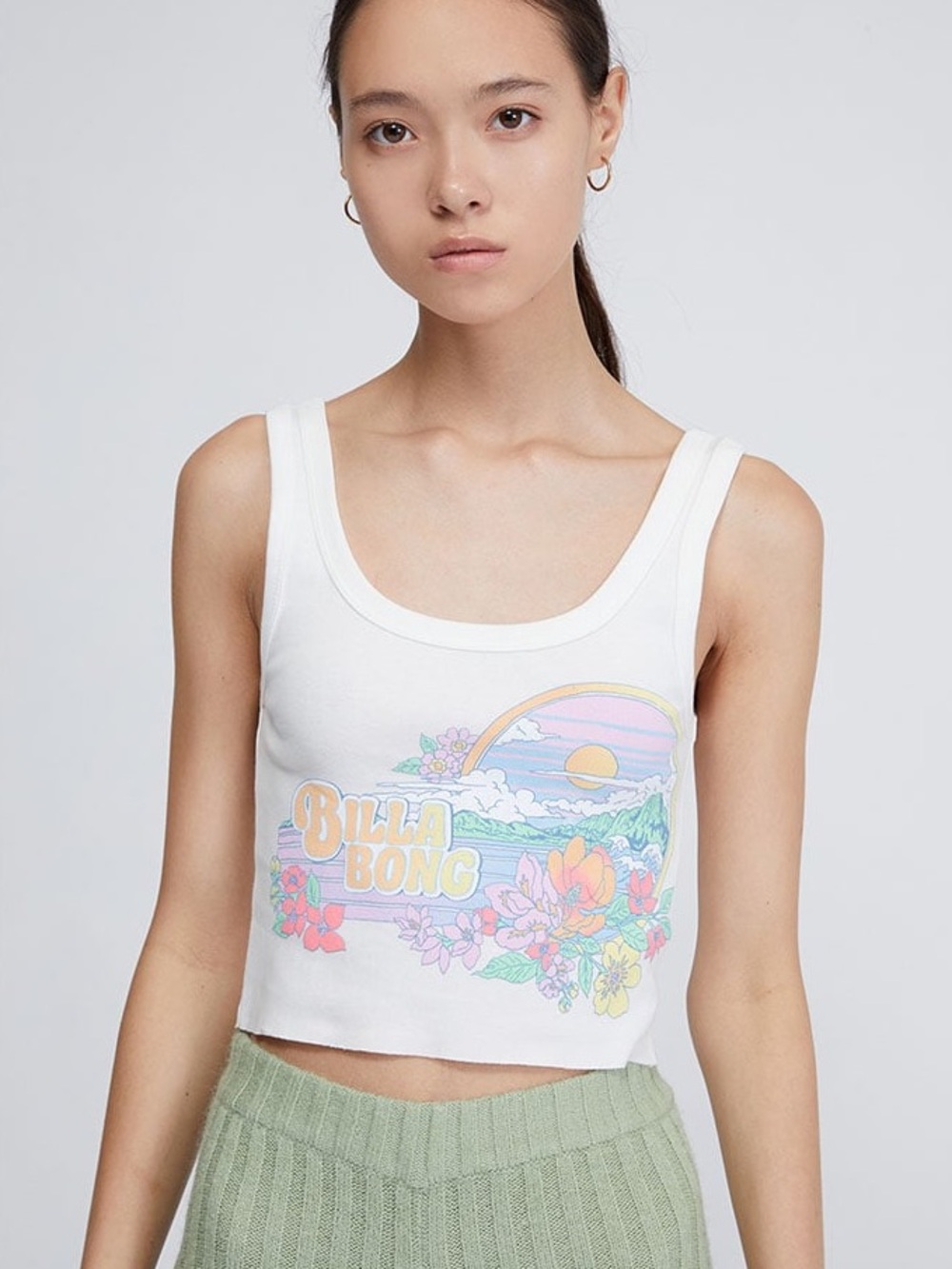 Billabong Cropped Sunset Graphic Tank Top